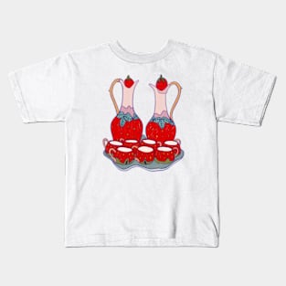 Vintage Strawberry Tea Set Kids T-Shirt